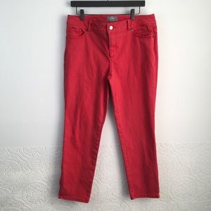 Chico’s so slimming red straight leg jeans 2 = 12